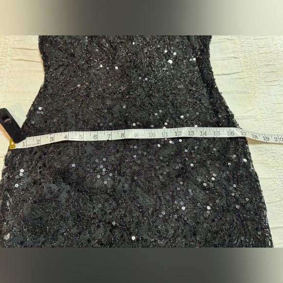 NWT Black Lace & Sequins Mock Neck Mini Dress - Picture 6 of 8
